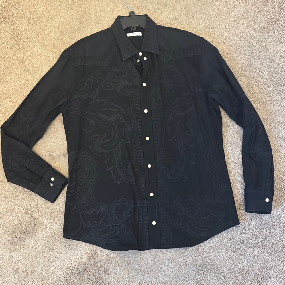 Versace Collection Men’s Black Paisley Dress Shirt